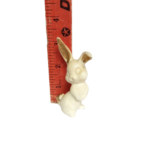 Decorative Easter Rabbits Bunny Figurines White Ivory Gold Bisque 80's RARE VTG - Picture 9 of 16